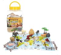 ColorBaby Animal World - Cubo Animales de Granja, 30 Piezas, Tapete Mapa en inglés, Figuras realistas Animales, Juego simbólico, Set Educativo, Diversión y Aprendizaje + 3 años (39319)