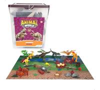 COLORBABY Animal World Cubo Set Dinosaurios, 52 Piezas, Animales y Accesorios, Prehistoria, Parque jurásico, Tamaños Variados, Máx. 12 cm, Exploradores, Figuras Juguete, niños +3 años (39325)