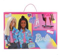 ColorBaby Barbie Set de diseño y Moda, Carpeta Decorada, Bolígrafos, Rotuladores, Pegatinas, Sellos y Siluetas, para Personalizar, Pinta y colorea, Diseña y Viste, Ideal más 3 años (77487)