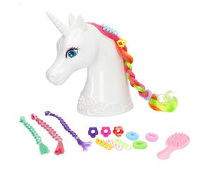 Colorbaby Beauty Busto Unicornio arcoíris para peinar, 22 cm, con Accesorios para el Pelo, Set estilismo Infantil, Extensiones Trenzas, Abalorios y Cepillo, Juguete Creativo niños +3 años (39018)
