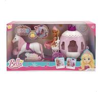 ColorBaby Bella Muñeca Princesa, 15 cm, Articulada, Carruaje con Caballo Blanco, Incluye Bolso y Corona, Diseño en Tonos Rosa y Morado, Juguetes para niñas 3 años, Juegos Princesas (39393)