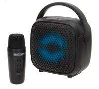 ColorBaby Bontempi Altavoz Mini inalámbrico con micrófono, Luces LED RGB Que se iluminan al Ritmo, Bluetooth, Radio, Entrada USB, Auxiliar, Portátil y Compacto, Fiestas o Juegos (39220)