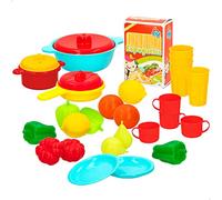 COLORBABY Caja de alimentos, Cesta frutas y verduras juguete, comida juguete plástico, comida de juguete, 31 piezas, menaje para niños, accesorios cocina juguete, + 24 meses