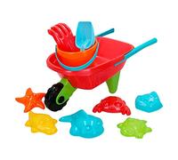 ColorBaby - Carretilla de playa con 1 cubo, 1 rastrillo, 1 pala y 6 moldes (43507)