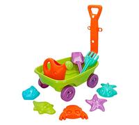 ColorBaby Carretilla de playa (43506) con 1 regadera, 1 rastrillo, 1 pala y 5 moldes