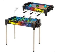 ColorBaby CB Games Tablero 2 en 1 futbolín y Air Hockey, Disco con Aire, 2 Palas, 18 Jugadores, 2 balones, Marcador Manual, Diseño neón, Juegos de Mesa electrónicos, +5 años (39519)