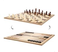 COLORBABY CB Games Tablero 3 en 1, Ajedrez, Damas, Backgammon, 67 Piezas, Estrategia, Aprendizaje para niños, Juegos de Viaje, Juego de Madera, Diversión en Familia, +6 años (39261)