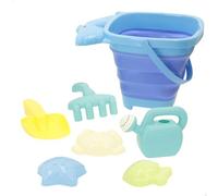 ColorBaby Color Beach Set Cubo de Playa Plegable, Juguetes Playa niños, Juguetes Arena, con Pala y rastrillo, Moldes de Arena, Regadera de Playa (39704)
