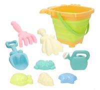 ColorBaby Color Beach Set Cubo de Playa Plegable, Juguetes Playa niños, Playa y rastrillo, Juguetes Arena, con Pala y rastrillo, Regadera, Moldes de Arena (39703)