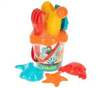 ColorBaby Color Beach Set Juguetes de Playa, Cubo Pala y rastrillo, Moldes Helados, Juegos Arena, Juguetes de Verano, Bolsa de Red para Juguetes, Recomendado para bebés 18 Meses (49267)