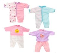 COLORBABY Colorbaby’s Set Ropa muñecos bebé 42 cm, 4 Conjuntos, Vestidos y piijamas para muñecas, Diseños Suaves y Divertidos, Fáciles de Poner, Juego simbólico y Educativo Desde 2 años (49580)