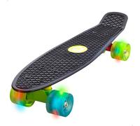 ColorBaby EVO Monopatín Infantil Negro, 4 Ruedas con Luces Colores, Máx. 100 kg, 56x15x10 cm, Base Antideslizante, Juguetes de Exterior, Juegos al Aire Libre, Regalo niño y niña, +5 años (54341)