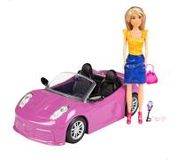 ColorBaby Isabella Muñeca articulada con Coche, 27 cm, Descapotable de Juguete, Incluye Accesorios, Gafas Sol, Móvil, Soporte para selfis, Bolso, Refresco, Muñecas para niña, Regalos +3 años (47813)