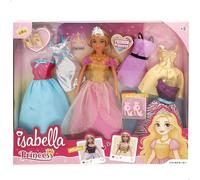 ColorBaby Isabella Muñeca Princesa, 30 cm, Incluye 5 Vestidos, Zapatos tacón, Articulada, Melena para peinar, Juguetes para niñas 3 años, Juegos de Vestir muñecas (39417)