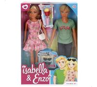 COLORBABY Isabella Set 2 muñecos articulados, 30 cm, Incluye Accesorios, Gafas de Sol, Bolso, Refresco, Cubo Palomitas, Muñecas para niñas y niños, Regalos +3 años (39412)