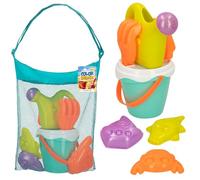 ColorBaby - Juguetes de playa para niños, con Bolsa, Cubo arena, Ø14 cm, cedazo, pala, rastrillo, regadera, barco, moldes, +18 meses (49271)