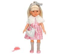 ColorBaby Muñeca Mara, 32 cm, Articulada, Peine Incluido, Bolso en Forma de corazón, Diadema con Lazo, Muñecas realistas, Juguetes niños 3 años, Regalos Navidad Infantiles, 47446