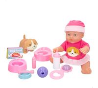 ColorBaby Muñeco bebé, Mide 30 cm, Accesorios, Ropita Rosa, Perro Cachorro, Biberón, Muñecas para niñas, Juguete niña 24 Meses, Juguetes niños + 24 Meses (49575)