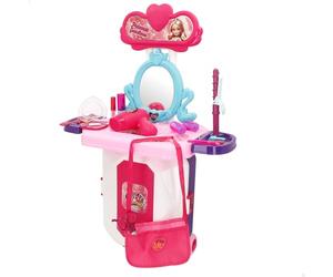 ColorBaby My Home Trolley tocador de Viaje, Set peluquería niña, Tonos Rosa, Accesorios de Belleza, Mide 44x23x47 cm, Juego de imitación, Juguete simbólico, Regalos niños 3 años (39554)