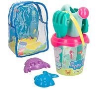 COLORBABY 77338 - Peppa Pig Set Cubo de Playa Infantil con Mochila, Pala, rastrillo, regadera y Accesorios, Juguetes de Verano para niños y bebés