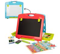 COLORBABY - Pizarra Infantil 2 en 1 portátil de sobremesa, Pizarra tiza y rotulador, magnética, Medidas 33x32x54, Juguete para niños y niñas (49593)