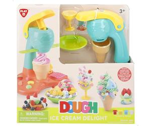 ColorBaby Play Juego de plastilina máquina de Helados, 4 Botes de Colores, Moldes Figuras, Herramientas moldear, Experiencia Segura, niños + 3 años (39616)