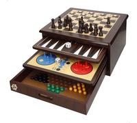 ColorBaby Set 10 Juegos de Mesa, +180 Piezas, Caja almacenaje Madera 32x32x15 cm, Ajedrez para niños, Parchís Infantil, para más de 2 Jugadores, Juguetes niños 5 años (33074)