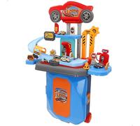 ColorBaby Speed & Go Garaje 2 en 1, maletín de Coches para niños, Incluye 3 vehículos y Accesorios, Parking de Varias Plantas, con Ascensor, rampa y surtidor, Juego portátil (39539)