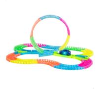 COLORBABY Speed & Go Pista coches flexible, 131 piezas, 350 cm, Brilla en la oscuridad, Circuito luminoso, Aro de 360º, Coche luces LED, Juguetes educativos niños 3 años, Juego de construcción (39542)