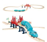 COLORBABY Speed & Go Tren eléctrico de Juguete, 43 Piezas, Circuito 82-181 cm, Locomotora Azul con Sonido Realista, Puentes, Vías, Accesorios, Trenes para niños 3 años (39541)