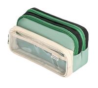 Colorblock - Estuche de papelería transparente de gran capacidad, creativo, multifuncional, Green, 21.12.8cm, moda