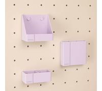 Colorboard Duo Perforated Board Boxes Accessories, pegboard Accessories, Small Boxes Organizers (Matiza System, Pack of 3, Basic Kit) (Lavender)