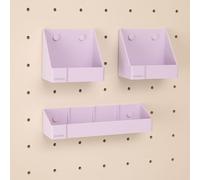 Colorboard Duo Perforated Board Shelves, pegboard Accessories, Small Boxes Organizers (Matiza System, Pack of 3, Shelf Kit) (Lavender)