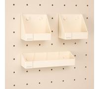 Colorboard Duo Perforated Board Shelves, pegboard Accessories, Small Boxes Organizers (Matiza System, Pack of 3, Shelf Kit) (Biscuit)