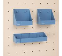 Colorboard Duo Perforated Board Shelves, pegboard Accessories, Small Boxes Organizers (Matiza System, Pack of 3, Shelf Kit) (Blue)