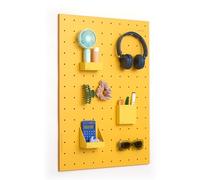 Colorboard Duo Perforated Wall Board, pegboard, Desk Organizer, Tool Panel, Perforated Panel, Matiza (50 cm x 70 cm, Lavender, Biscuit, Blue, Yellow) - with Boxes Accessories Basic Kit (Yellow)