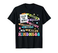 Colorea el Mundo con amabilidad Crayon Positivity Teacher Camiseta