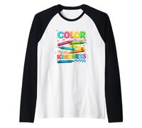 Colorea el Mundo con Arte de crayón bondadoso Camiseta Manga Raglan