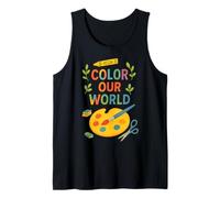 Colorea nuestro mundo Lectura de verano 2025 Escuela de arte Leer libros Camiseta sin Mangas