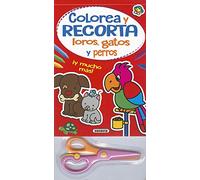 Colorea y recorta - Loros, gatos y perros