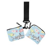 Coloreado Fishes Marine Life Coastal - Fundas para tarjetas de cambio para mujer, bonito soporte para tarjetas de visita con cremallera para monedas, 2 unidades
