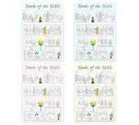 Colorear libros de libros bíblicos, libros de la Biblia Reading Tracker Sticker | 4x Christian Bible Reading Tracker,Etiqueta engomada del tablero para las mujeres del estudio de las Escrituras y el