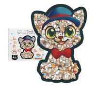 Colored Cat Puzzle, Wooden Animal Learning Game, Cat Shaped Puzzle For Early Skill Building, Sturdy Material, Educational Fun Set, Playtime Entertainment For Family Children