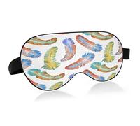 Colored Feathers Sleep Mask Lightweight Soft Breathable Eye Mask with Adjustable Strap Blackout Eye Mask for Women Men for Travel Night Sleeping