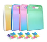 Colored File Folders, A4 Paper Folder, 4 unidades Expandable Pockets Impermeable PP Material de Gran Capacidad, Lightweight Portátil, Almacenamiento Organizer for Home School Students Teacher, 14,69 x