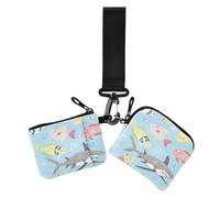 Colored Fishes Marine Life Coastal - Tarjeteros minimalistas con bolsillo con cremallera para mujer, 2 unidades, Peces de colores, vida marina costera, 1 size, Casual