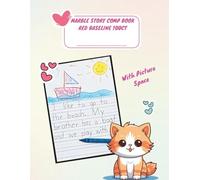 Colored Marble Story Comp Book Red Baseline 100ct: with picture space and Half Page Ruled Primary composition Notebook for children | Top Half Blank journal