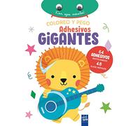 Coloreo y pego adhesivos gigantes. León