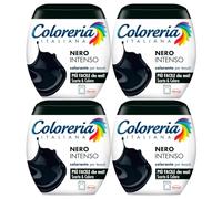 Coloreria Italiana - Colorante para tejidos en lavadora, color negro intenso, fórmula todo en uno, 4 paquetes monodosis