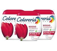 Coloreria Italiana Grey - Tinte de Ropa para Tejidos y Prendas en la Lavadora, Rojo Tulipán, 3 Paquetes de 350 g
